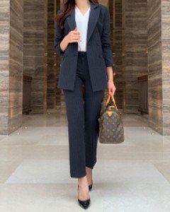 PT581/플레인 스트라이프팬츠투피스(S,M,L)(신축성)최고급소재