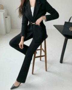 커먼스 더블버튼 벨트 롱부츠컷 스커트 투피스(S,M,L)15차완판-Z