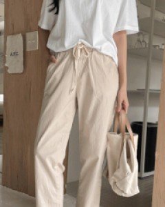 틴토 린넨밴딩 배기바지_S,M,L,XL,2XL,3XL-3color, 군살을 쏙!-가볍고 시원한 린넨레이온혼방-편하게 입는 밴딩 린넨팬츠 - 스타일티바