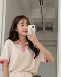 와츠 배색 카라니트티-2color, 유니크 러블리한 분위기-통기성 좋은 쾌적한 여름니트티 - 스타일티바
