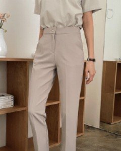 즈키스판 밴딩 일자슬랙스_S,M,L-2color, 심플 베이직 슬랙스-쭉쭉 늘어나는 허리밴딩-가볍고 편안한 스판가득 슬랙스-베이지M가능~ - 스타일티바