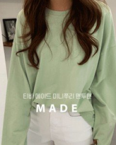 올릿 미니쭈리 맨투맨티7color, 소프트 미니쮸리면-티바메이드, 가벼운 맨투맨티-연두,크림 당일배송 가능! - 스타일티바