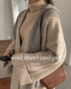 렌크 울숄가디건-2color,울40%, 도톰따뜻 울니트-툭! 걸쳐만줘도 무드있는 숄-베스트진행, 숄 니트가디건 - 스타일티바
