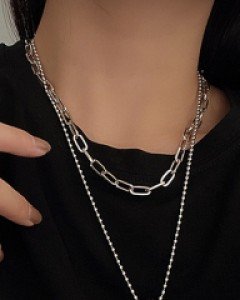 베스 링펜던트 레이어링 목걸이-[2개set] - 스타일티바