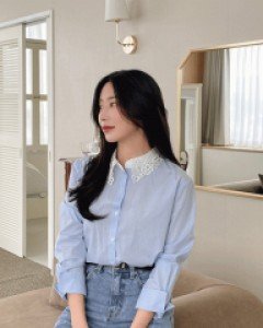 레이스카라 셔츠블라우스-2color, 레이스카라 러블리해-텐셀혼방, 편하게 멋스럽게 입어요! - 스타일티바