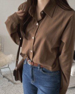 기획 피치크롭 셔츠-7color, 소프트 포근 피치기모-[기획], 활용도100% 크롭셔츠-카키만가능~ - 스타일티바