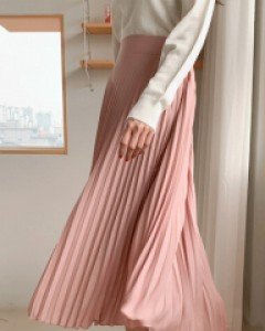 무드린 플리츠 밴딩스커트_F(44~통통66)-4color, 고급진 주름 롱 롱스커트 - 스타일티바
