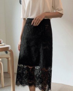 엘리 시스루 레이스 스커트_S,M-3color, 레이스 롱스커트 - 스타일티바