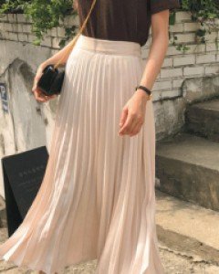 샬럿 밴딩플리츠스커트_F(44~66)-우아한 실루엣 플리츠스커트-편한 뒷밴딩으로 안정감있게~-블랙만가능~ - 스타일티바