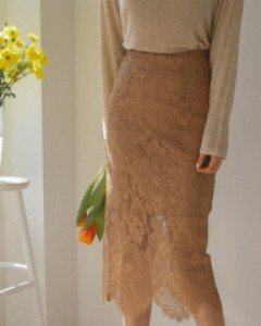 무드이 레이스스커트_S.M-고급스러운 레이스 롱 치마-더 우아하고 싶다면, 요아이로 찜!! - 스타일티바