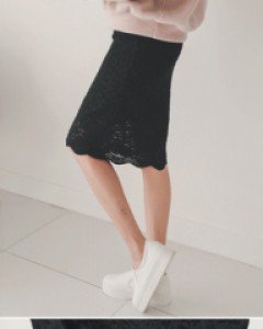 글렌디무드 레이스스커트_(44~통통66)-허리밴딩으로 더 편하게-짱짱스판으로 더더~ 이뿌게-꾸준한 인기~ 블랙, 아이 입고! - 스타일티바
