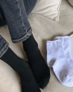 무지 스판 롱 양말-2color, 365일 베이직 기본 양말-내려가지않는 착붙 스판양말 - 스타일티바