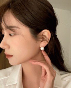 올 실버 진주귀걸이-리얼 진주와 은침 - 스타일티바