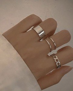 인티어 레이어링 반지 세트-[스털링 실버 92.5%] - 스타일티바