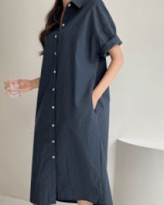 데일리 포켓 셔츠원피스-7color, 세련된 은은한 컬러-실용적인 포켓 롱원피스-편하게 입는 셔츠원피스-소라만 가능! - 스타일티바