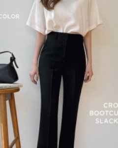 레이브 크롭 부츠컷슬랙스_S,M,L-4color, 경쾌한 스판부츠컷-남다른 스판소재, 더 날씬해요-블랙,아이보리,연베이지S만 가능! - 스타일티바