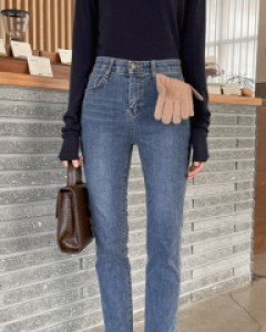 포엔 기모밴딩 일자청바지_S,M,L,XL-슬림&롱다리 일자청바지-시크릿밴딩, 따뜻 기모청바지 - 스타일티바