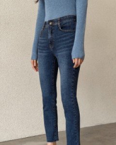 크라운 밴딩스판 일자청바지_S,M,L,XL-핏좋은 데님,깔끔일자핏-다리를 길어보이게~-밑단컷팅으로 자연스러운 올풀림 - 스타일티바