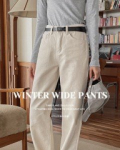 포엔느 기모 와이드팬츠_S,M,L-2color, 깔끔 베이직핏♥따뜻한 기모,편안한 와이드핏 - 스타일티바