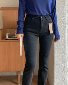 기모아로 밴딩흑청 일자팬츠_S,M,L,XL-프리미엄진, 더블링사 데님으로 제작-겨울에 입는 아로팬츠, [주문폭주] - 스타일티바
