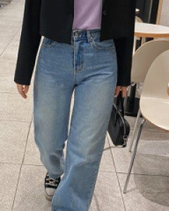 드롭 와이드 일자청바지_S,M,L,XL-1color, 산뜻한 워싱청 와이드청바지 - 스타일티바