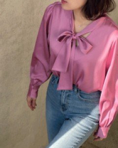 보니 새틴 타이블라우스-3color - 스타일티바