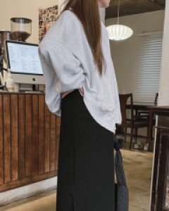 쫀득 밴딩 트임 롱스커트_F-2color, 밴딩스커트-허리부분이 꼬이지않게 밴딩 변경함 - 스타일티바