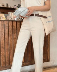 리틀중통 밴딩 일자팬츠_S,M,L,XL,2XL,3XL-2color, 기본~빅사이즈까지 제작-내츄럴 크롭일자 중통바지 - 스타일티바