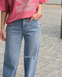 팝콘 데미지 와이드청바지_S,M,L,XL-1color - 스타일티바