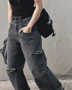 더블 데미지 와이드 데님팬츠_S,M,L,XL,2XL,3XL-1color - 스타일티바