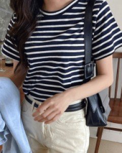 컴즈 단가라 반팔티셔츠-4color, 매력톡톡 단가라패턴 - 스타일티바