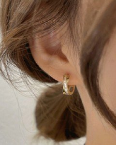 라벨르 원터치 귀걸이-1color, [은침/14K리얼GP도금] - 스타일티바