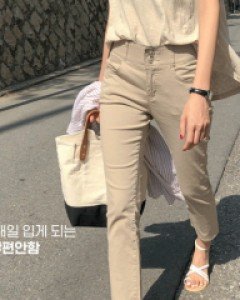 투버튼 밴딩8부면팬츠_S,M,L,XL-3color, 가벼운 오가닉스판면-8부기장, 시크릿밴딩-베이지S/화이트L만 가능! - 스타일티바