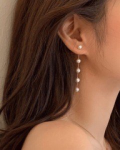 엘릿 진주 드롭 귀걸이-[은침] - 스타일티바