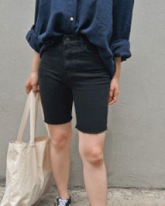 블랙 밴딩스판 5부데님반바지_S,M,L,XL-고탄력 스판 블랙데님워싱 -스판슬림핏으로 편한 착용감-블랙L만 가능! - 스타일티바