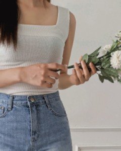 스퀘어넥 스판골지 나시-5color - 스타일티바