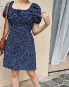 린넨 플라워 미니원피스-2color - 스타일티바