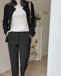 클럭 밴딩 세미일자 슬랙스_S,M,L,XL-2color,깔끔핏-편하게 입는 슬랙스-[교복슬랙스][슬랙스맛집] - 스타일티바