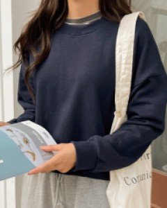 이플 크롭 코튼맨투맨-5color,꾸안꾸룩♥-심플 멋스러운 맨투맨티 - 스타일티바