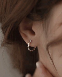 뱀부 링 원터치 귀걸이-1color,[은침/EP전기도금] - 스타일티바