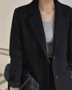 블랙 미디박시 자켓-1color - 스타일티바