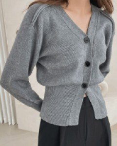무드 브이넥 니트가디건-2color,부드러운 터치감-숄더라인의 엣지포인트! - 스타일티바