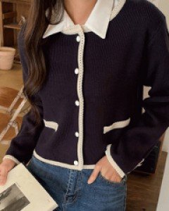 넛츠 트위드 니트가디건-3color, 트위드짜임-세련고급스러운 분위기~ - 스타일티바