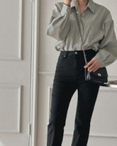 레직기 블랙데님스판 부츠컷팬츠_S,M,L-롱~다리 레직기 스판바지-날씬한 부츠컷라인♥-시크하게! 데일리하게! - 스타일티바