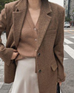 체크브라운 90% 울자켓-1color - 스타일티바