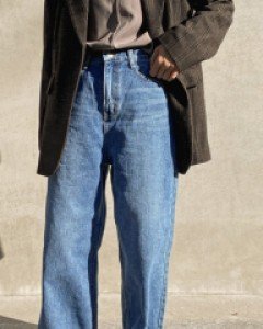 케이 와이드 코튼청바지_S,M,L-은은한 워싱과 깔끔 일자핏-매일매일 입고싶은 편안함 - 스타일티바