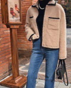 라인스티치 따뜻 부클자켓-2color,도톰하고 따뜻해요-#하객룩 #데일리룩 #출근룩 - 스타일티바