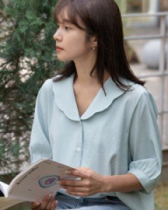 [MADE] 르벤 물결 카라 반팔 BL