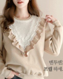 [당일발송]The HJ. 모티븐 레이스 기모 맨투맨