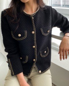 로얄 엠보 트위드 가디건